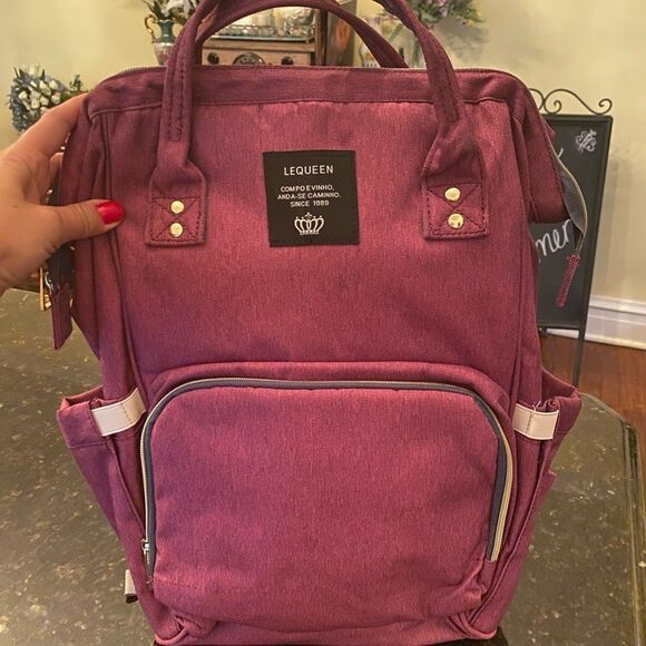 LeQueen Mauve Diaper Mommy Backpack - Picture 2 of 15